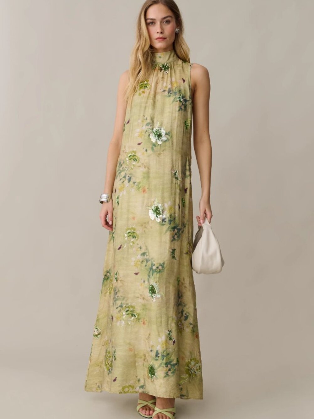 NWT o.p.t. Naia Mariposa Sequin Floral Maxi Dress M $397